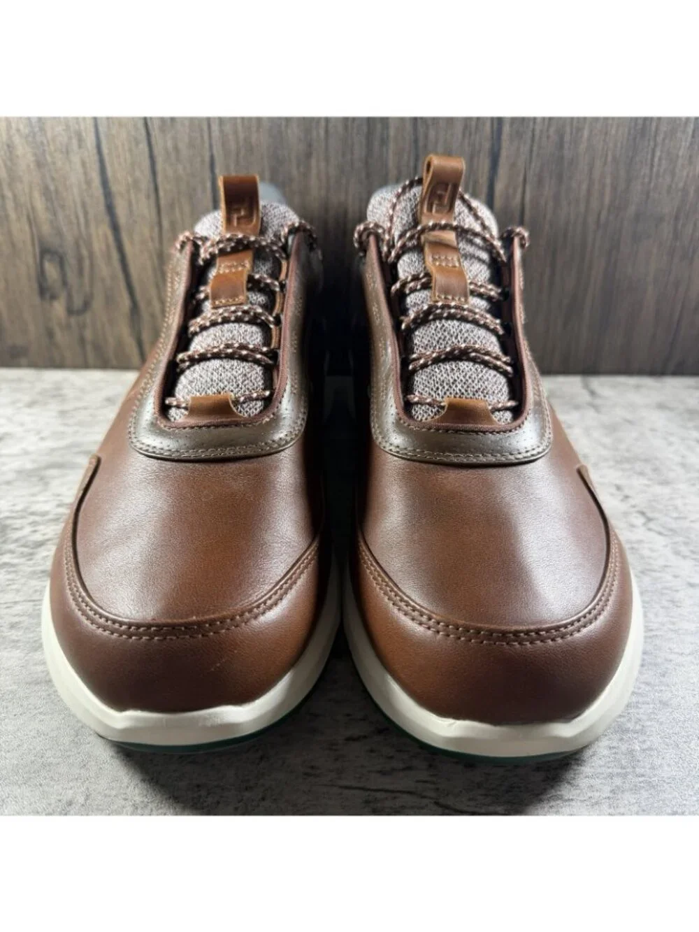 FootJoy Stratos Mens Brown Cognac Leather Spikeless Golf Shoes 50065 Size 11.5 M